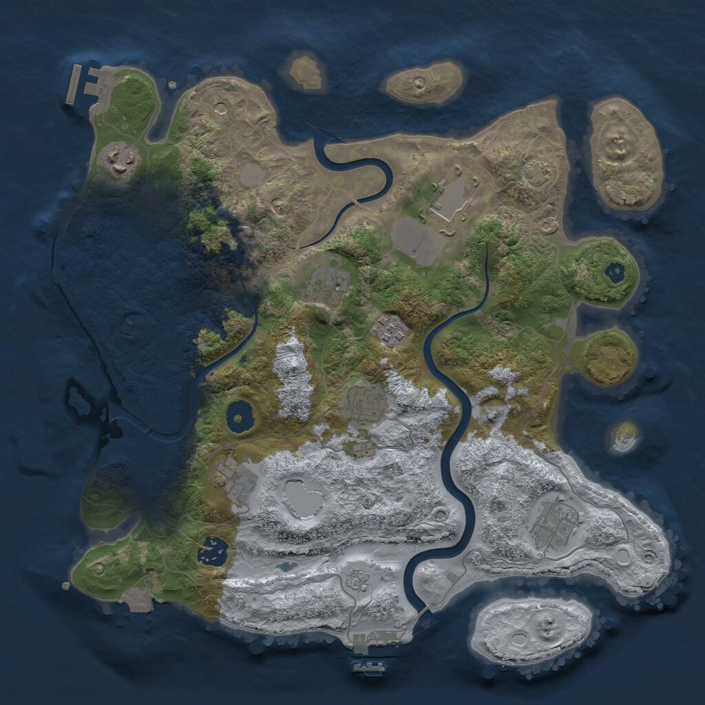 Rust Map: Procedural Map, Size: 3500, Seed: 72185396, 14 Monuments