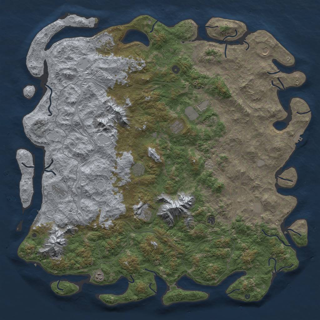 Rust Map: Procedural Map, Size: 6000, Seed: 2142306329, 20 Monuments