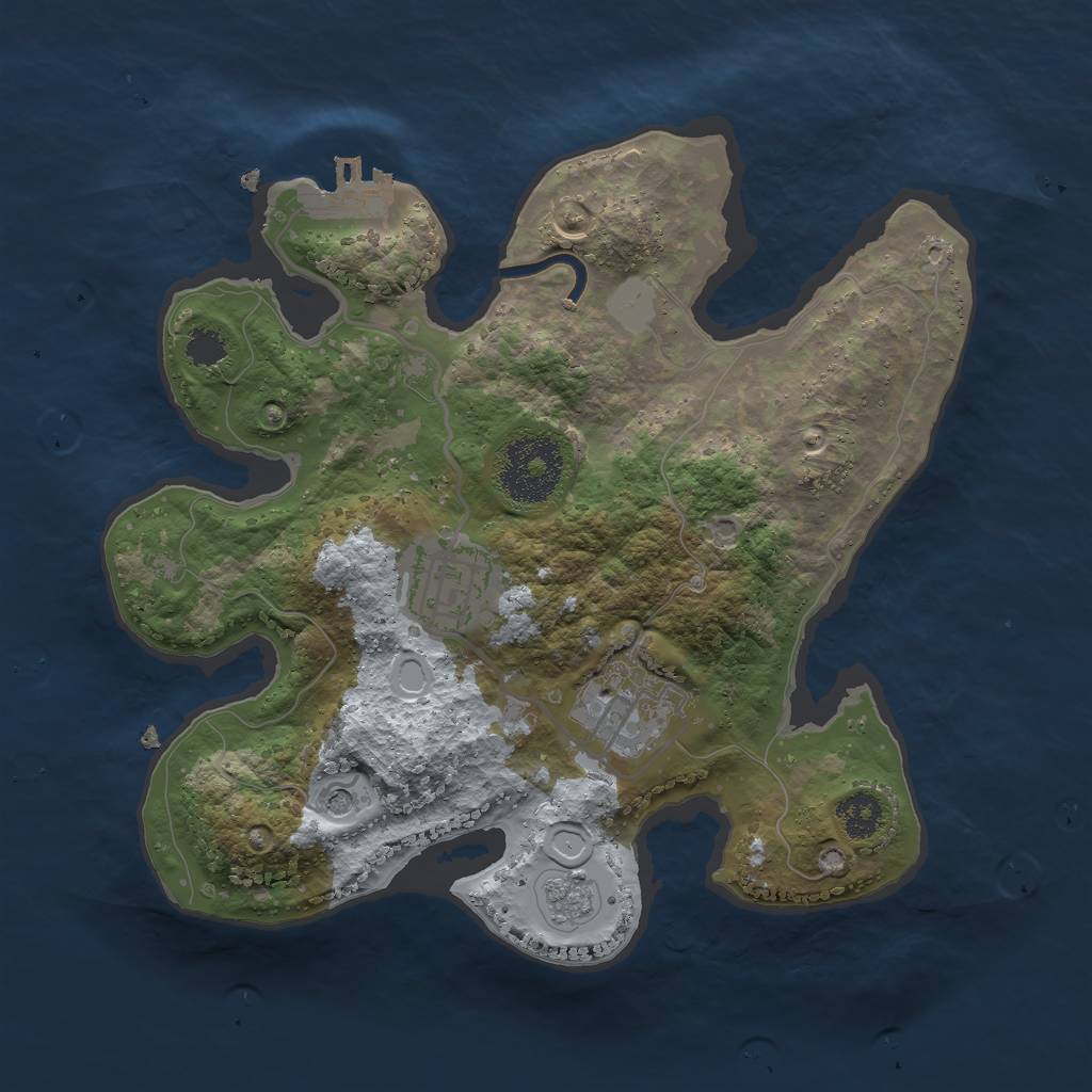 Rust Map: Procedural Map, Size: 2500, Seed: 712311382, 10 Monuments