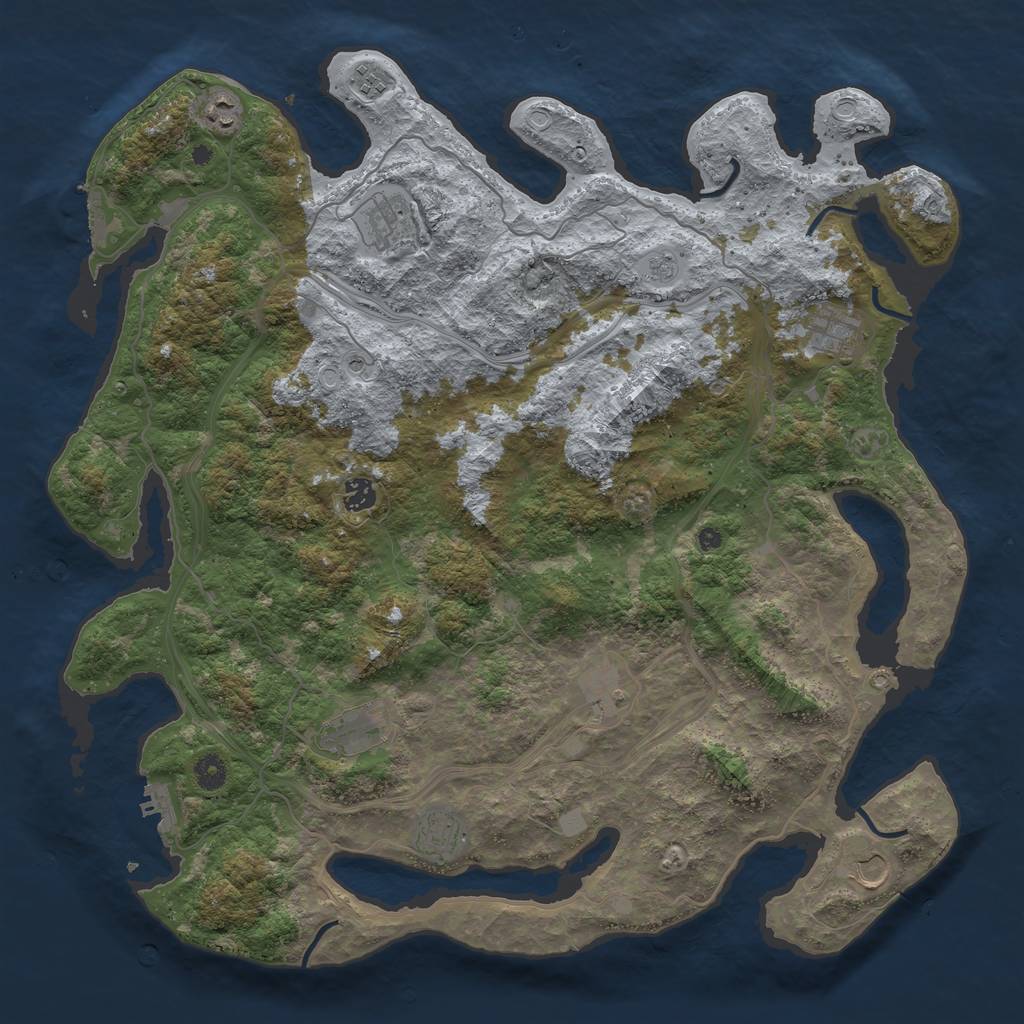 Rust Map: Procedural Map, Size: 4500, Seed: 1736668992, 18 Monuments