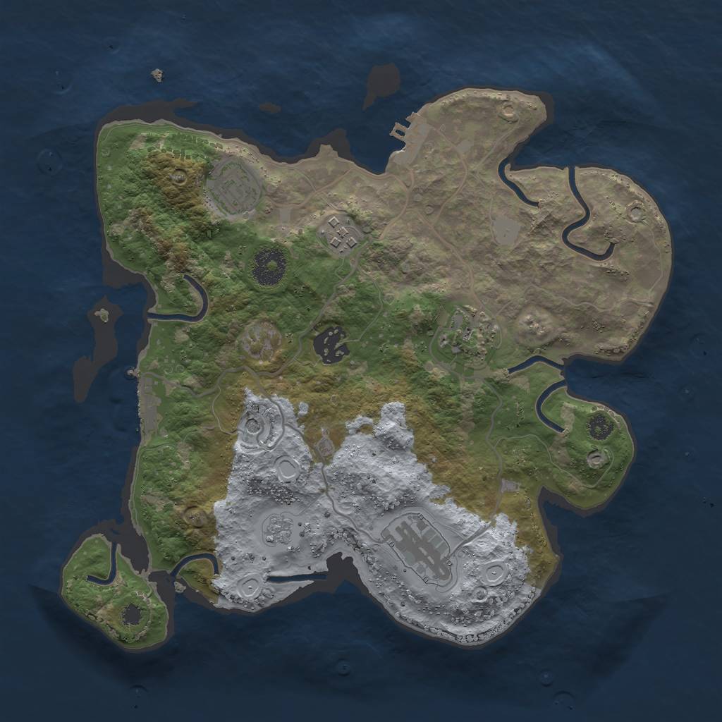Rust Map: Procedural Map, Size: 3000, Seed: 65421245, 14 Monuments