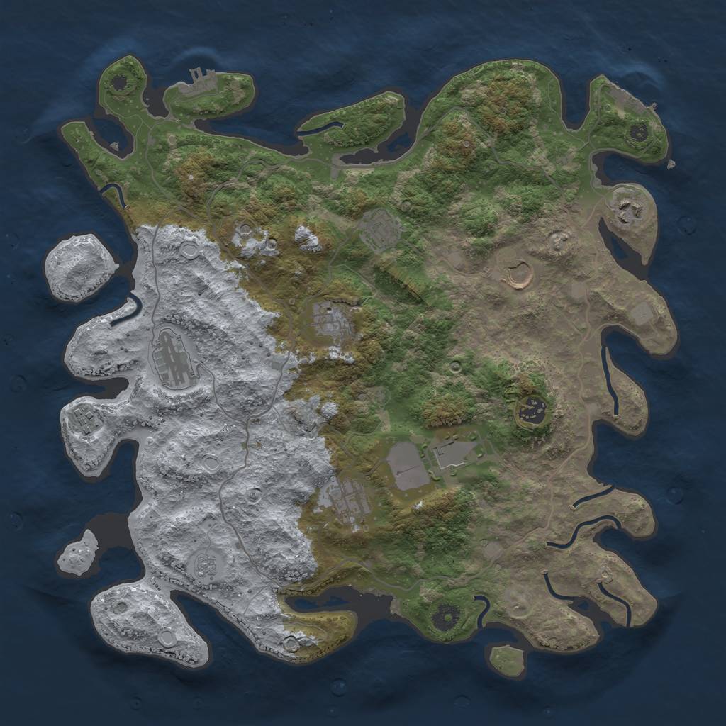 Rust Map: Procedural Map, Size: 4000, Seed: 84520, 18 Monuments