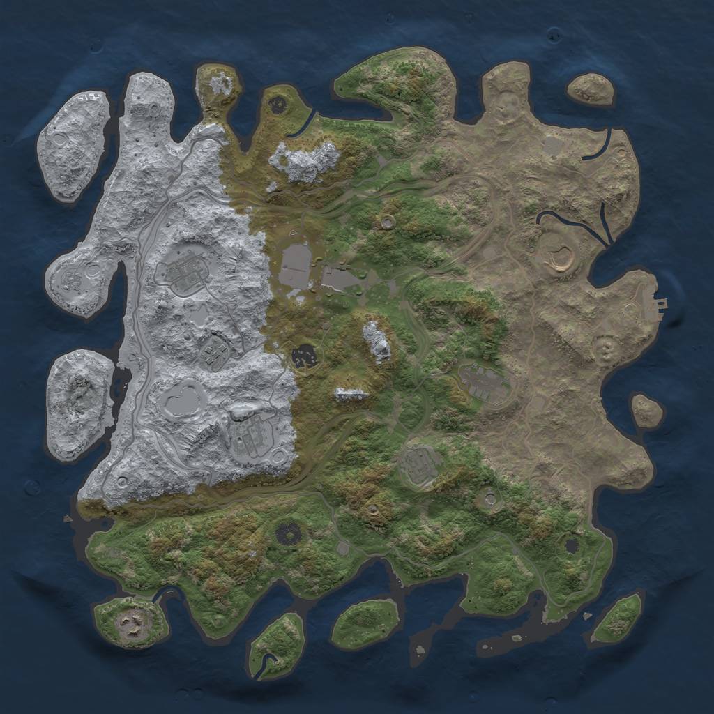 Rust Map: Procedural Map, Size: 4250, Seed: 1247636426, 17 Monuments