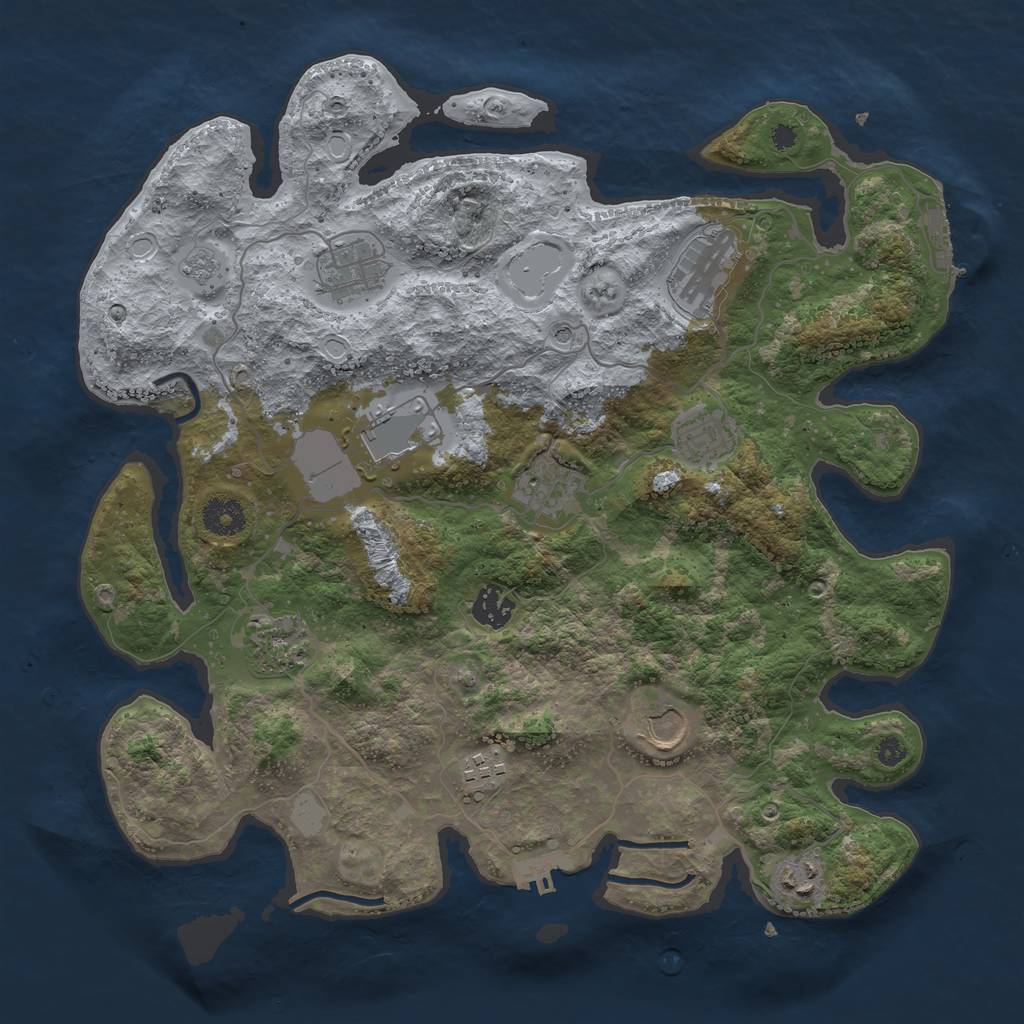 Rust Map: Procedural Map, Size: 3700, Seed: 1866485296, 19 Monuments