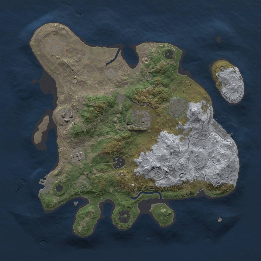 Rust Map: Procedural Map, Size: 3000, Seed: 3878, 15 Monuments
