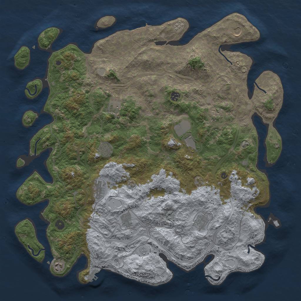 Rust Map: Procedural Map, Size: 4800, Seed: 878965358, 20 Monuments