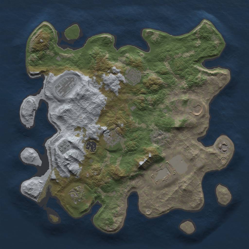 Rust Map: Barren, Size: 3500, Seed: 1352237024, 12 Monuments
