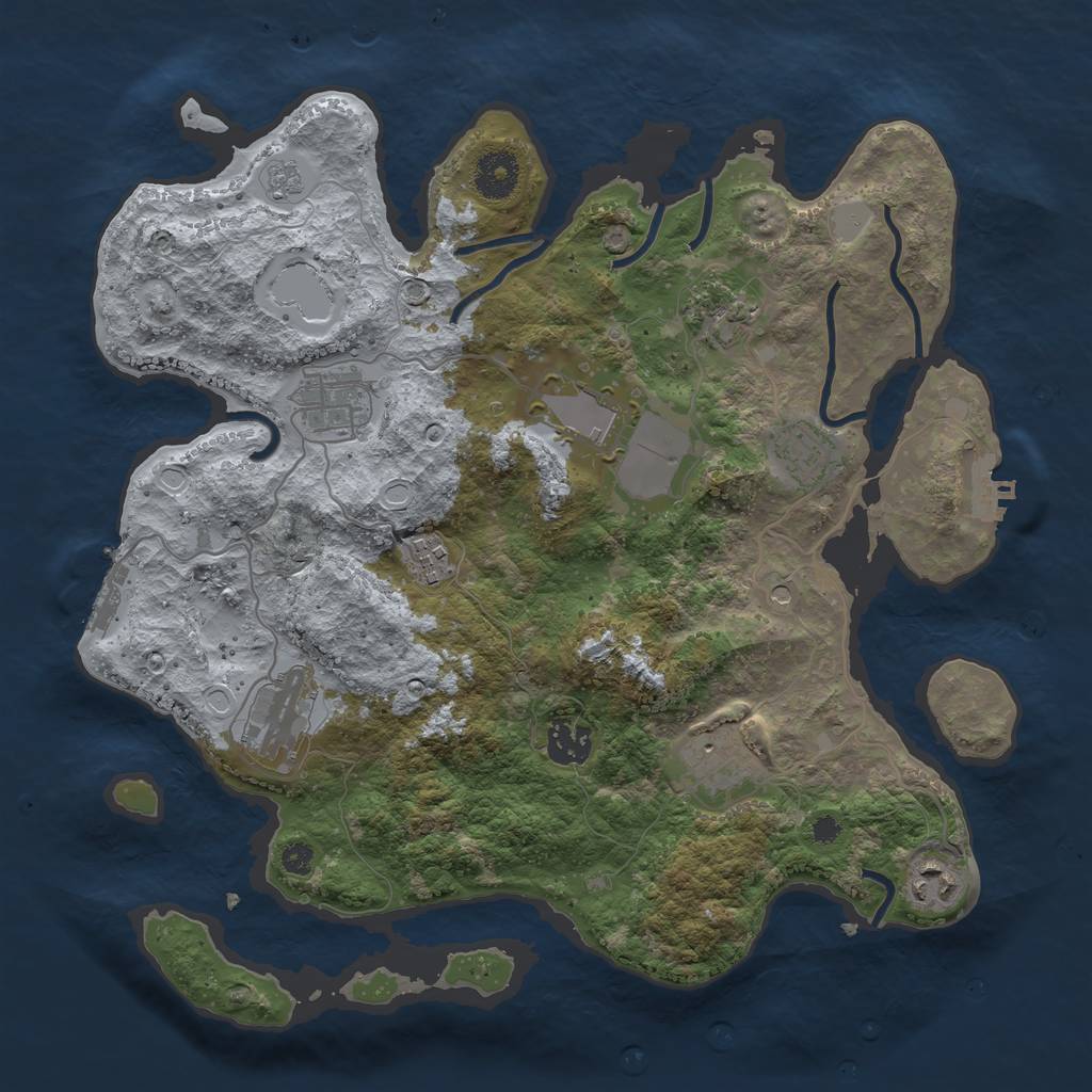 Rust Map: Procedural Map, Size: 3500, Seed: 110464, 18 Monuments