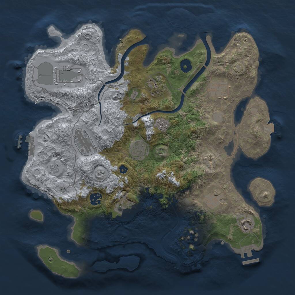 Rust Map: Procedural Map, Size: 3500, Seed: 110464, 16 Monuments