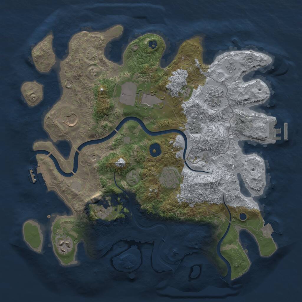 Rust Map: Procedural Map, Size: 3500, Seed: 120852917, 13 Monuments