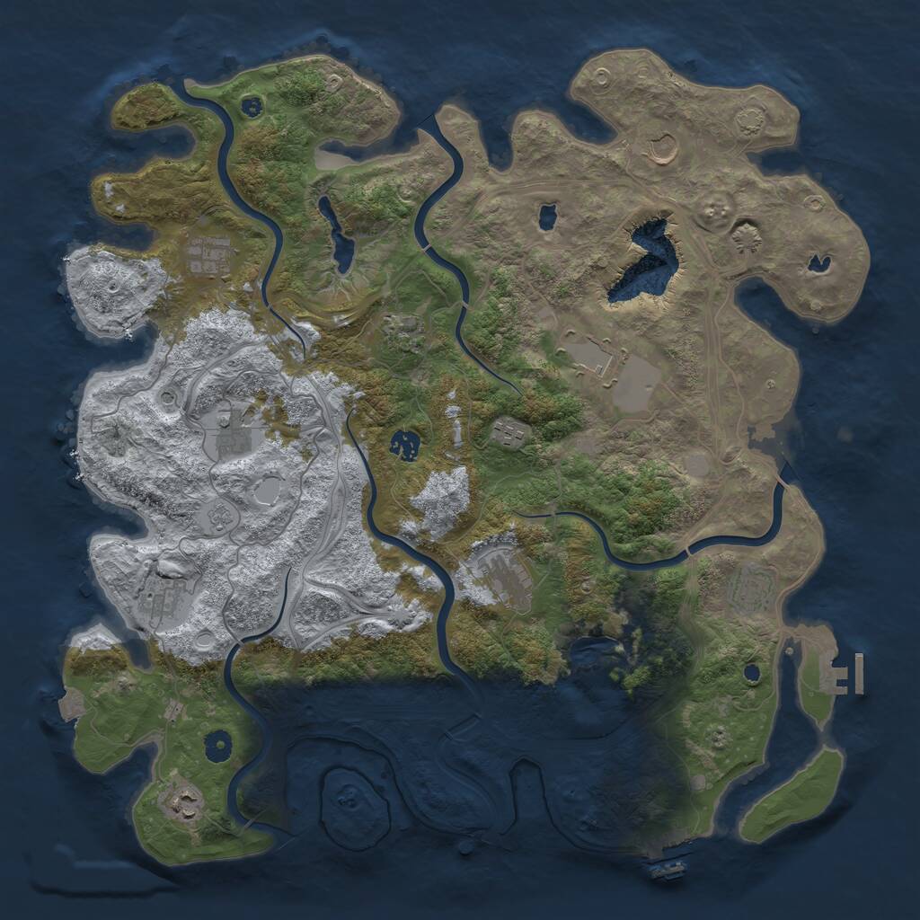 Rust Map: Procedural Map, Size: 4500, Seed: 1945389472, 17 Monuments