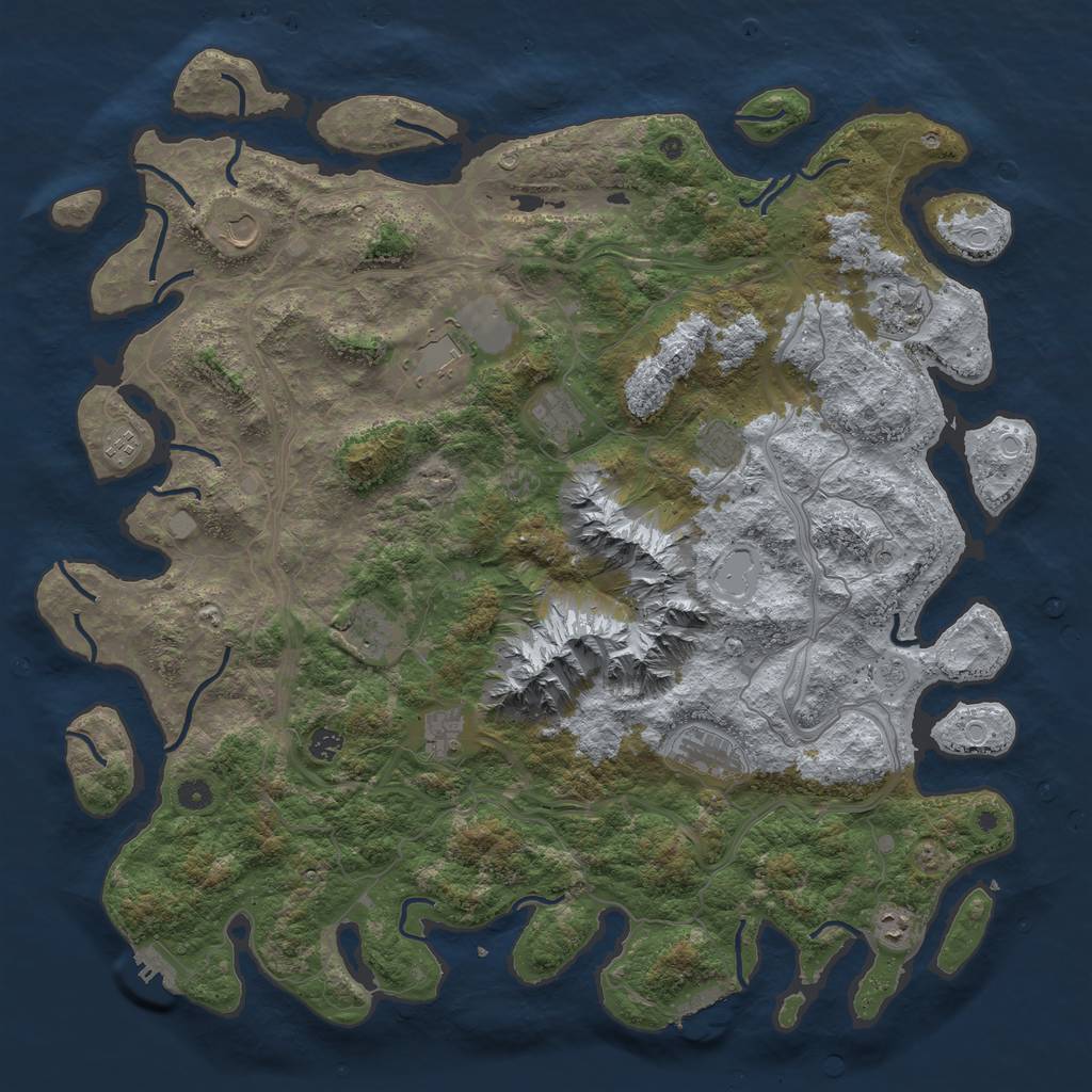 Rust Map: Procedural Map, Size: 5000, Seed: 54346434, 20 Monuments
