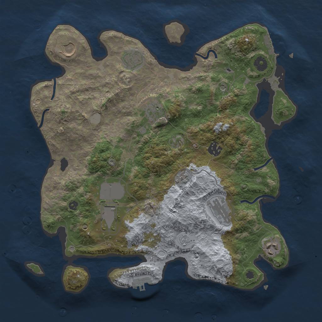 Rust Map: Procedural Map, Size: 3500, Seed: 85728619, 17 Monuments
