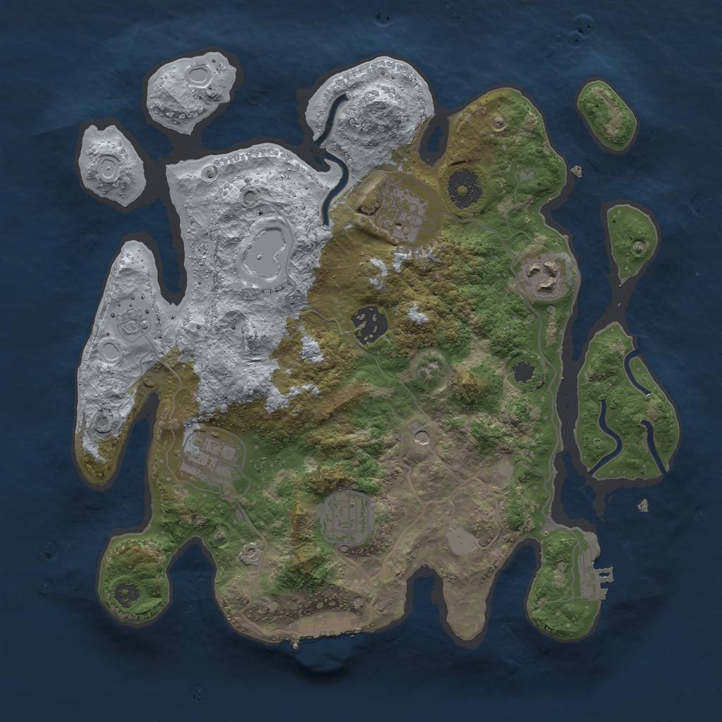 Rust Map: Procedural Map, Size: 3000, Seed: 1240566196, 14 Monuments