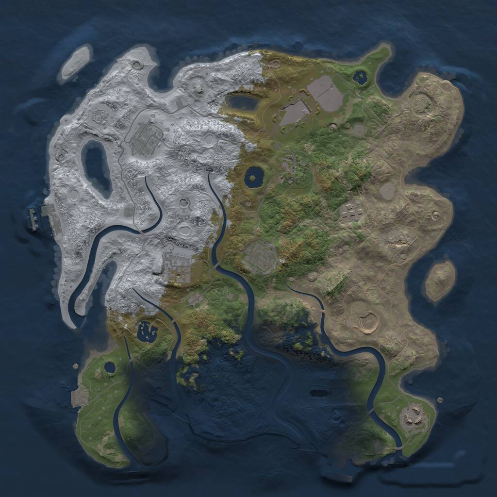 Rust Map: Procedural Map, Size: 3550, Seed: 96606548, 15 Monuments