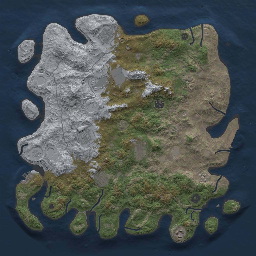 Rust Map: Procedural Map, Size: 4000, Seed: 1948448190, 18 Monuments