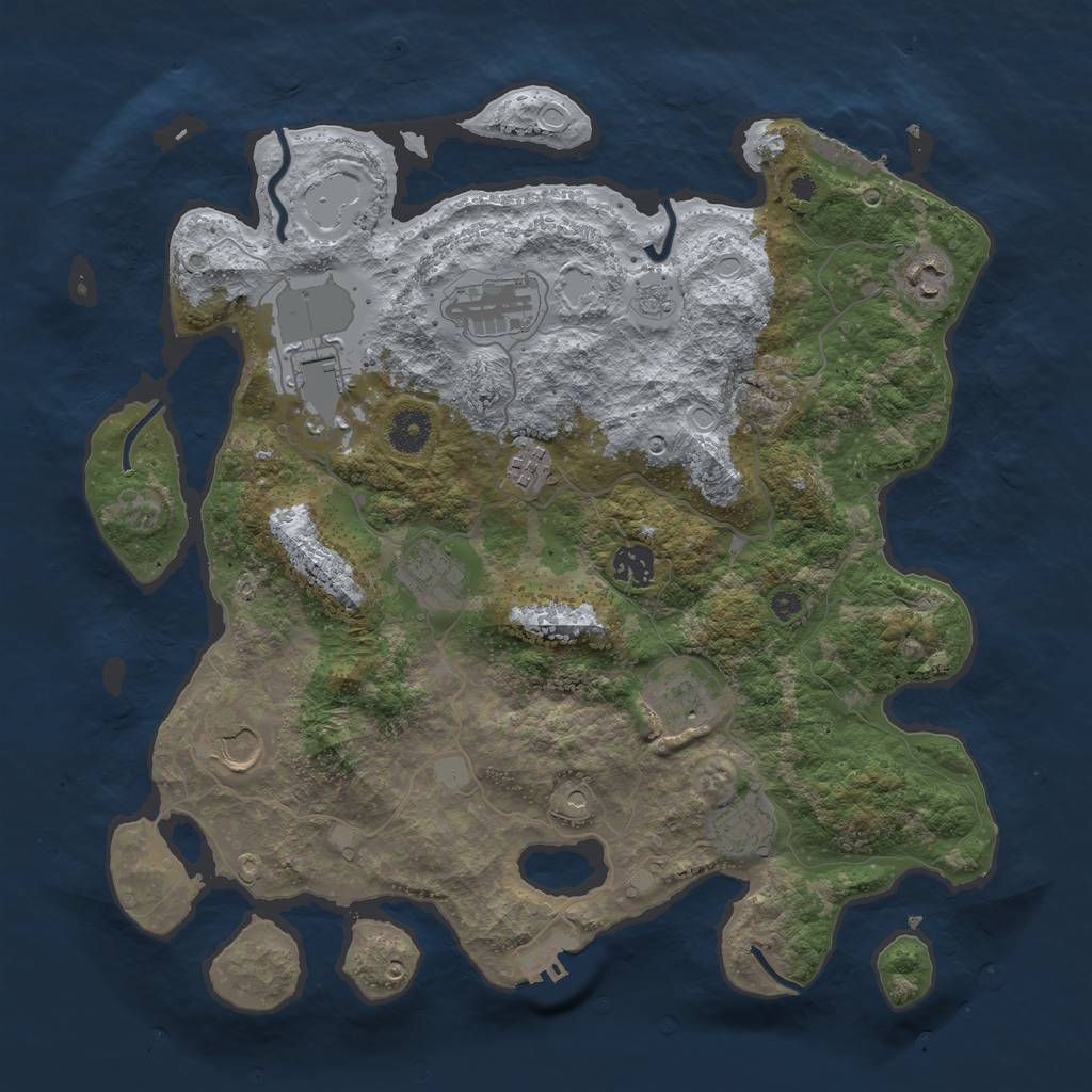 Rust Map: Procedural Map, Size: 3800, Seed: 3742, 18 Monuments