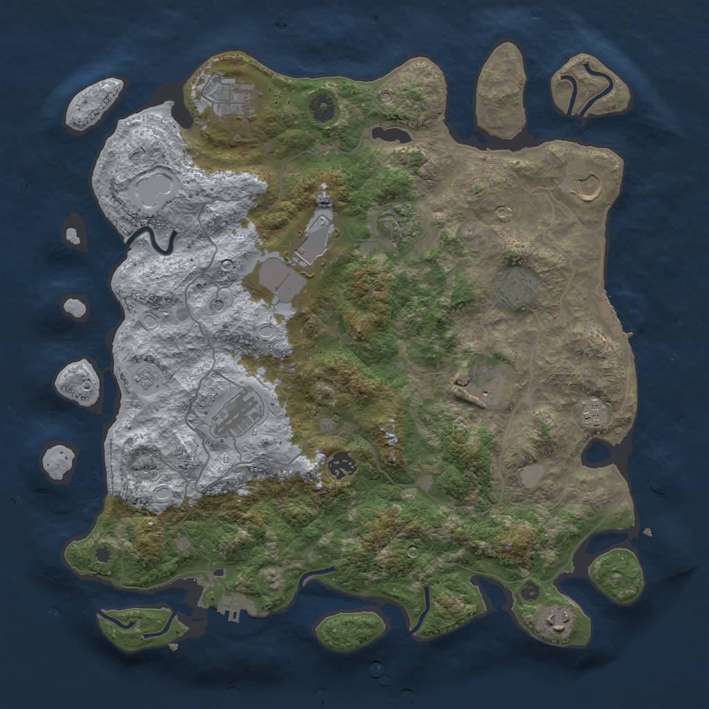 Rust Map: Procedural Map, Size: 4000, Seed: 171628067, 19 Monuments