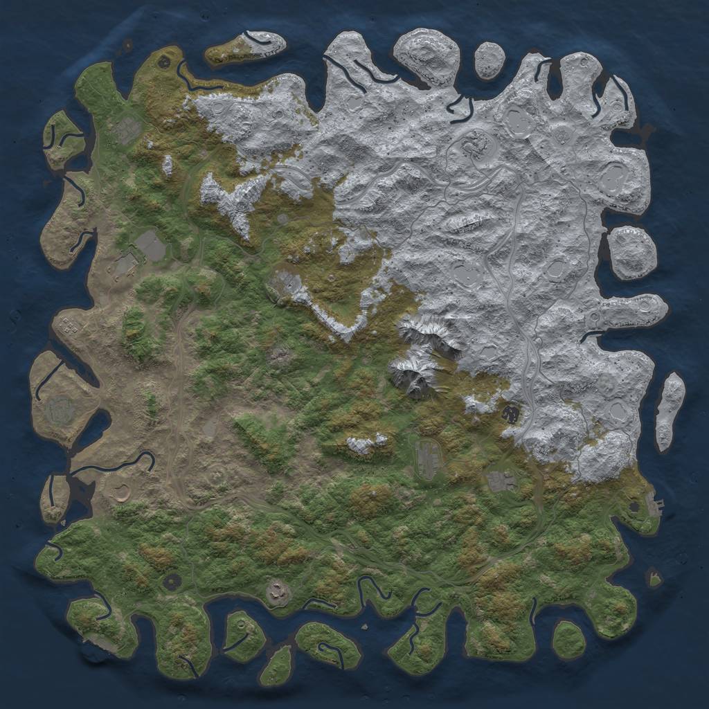 Rust Map: Procedural Map, Size: 6000, Seed: 1452430379, 20 Monuments