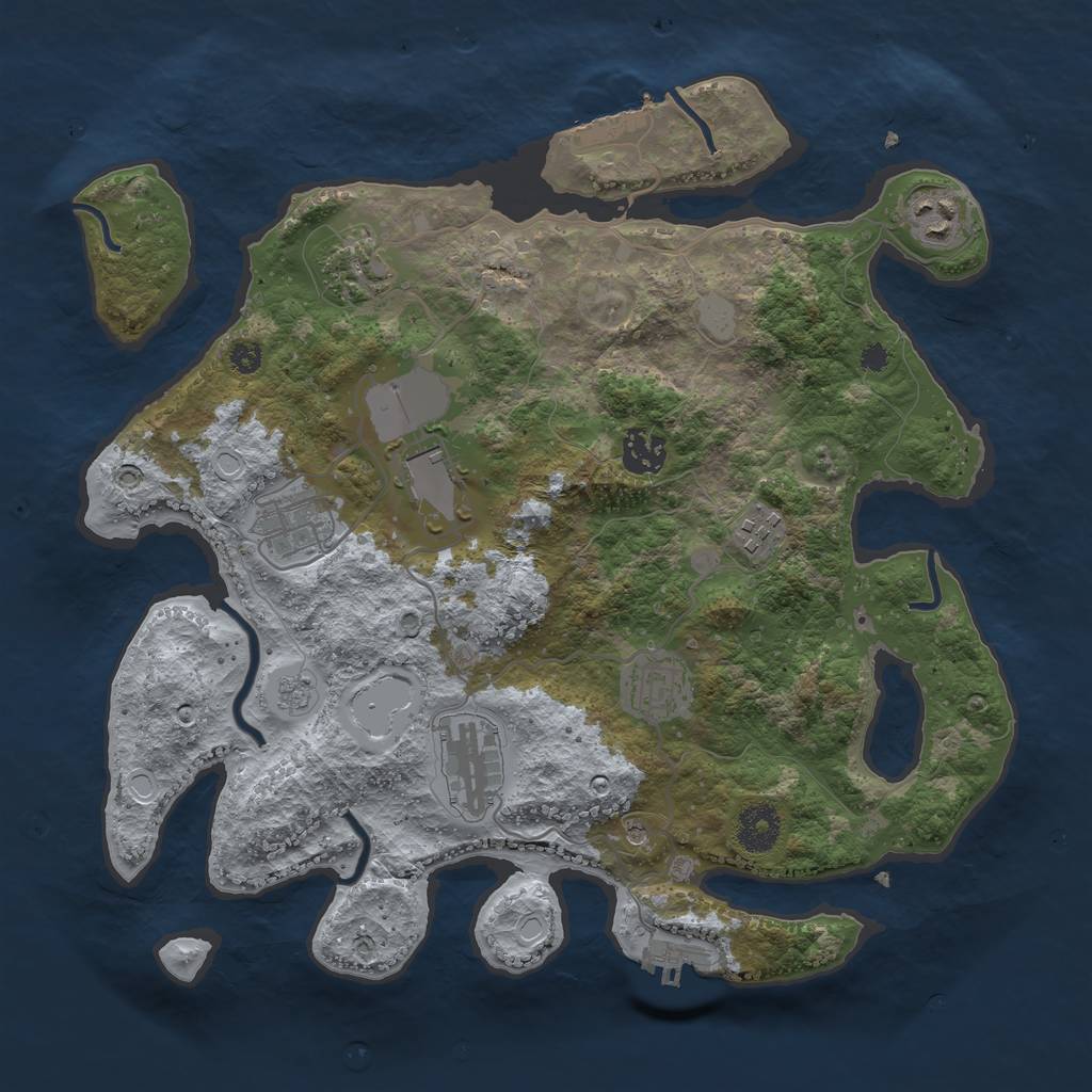 Rust Map: Procedural Map, Size: 3500, Seed: 3888181, 17 Monuments