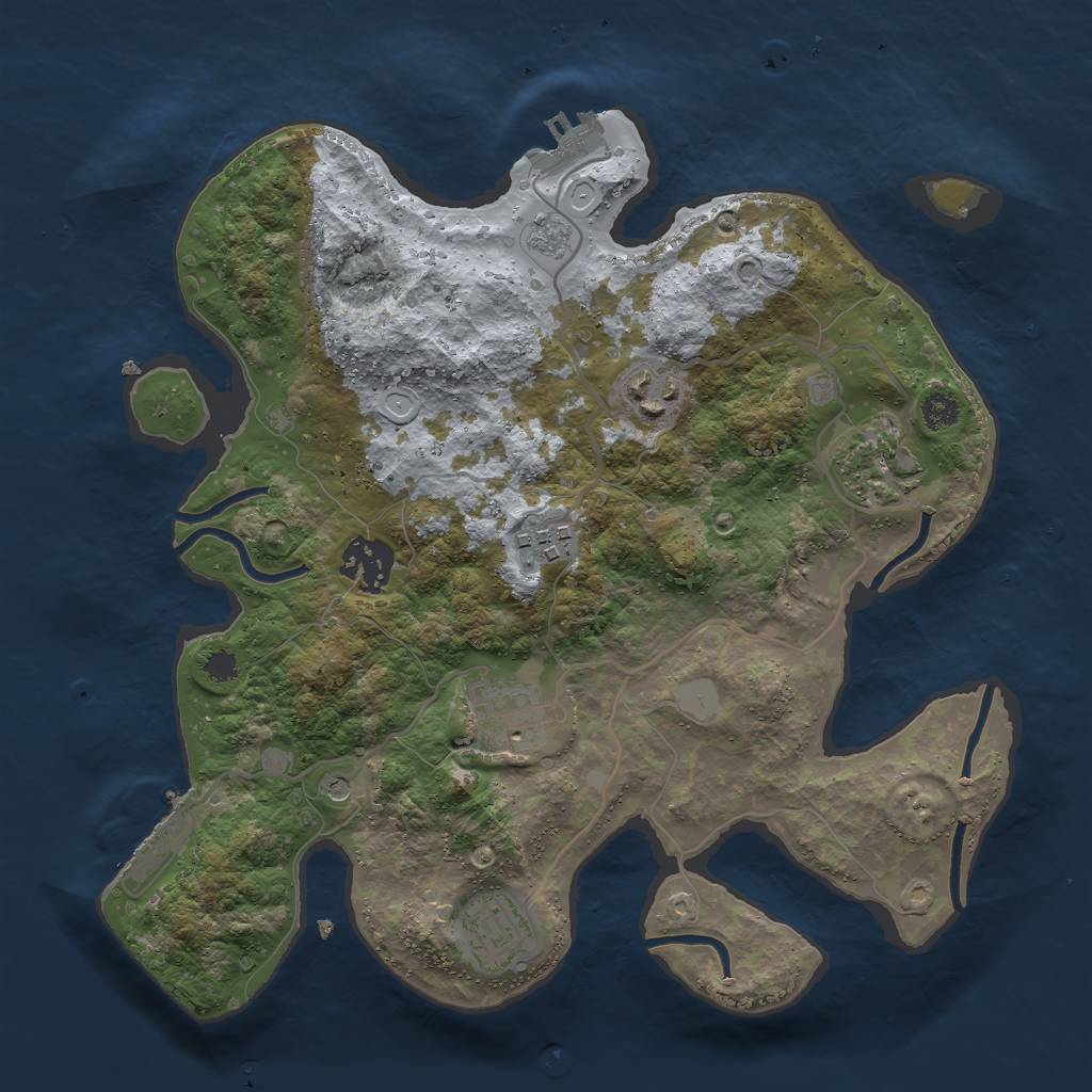 Rust Map: Procedural Map, Size: 3000, Seed: 1823914873, 15 Monuments