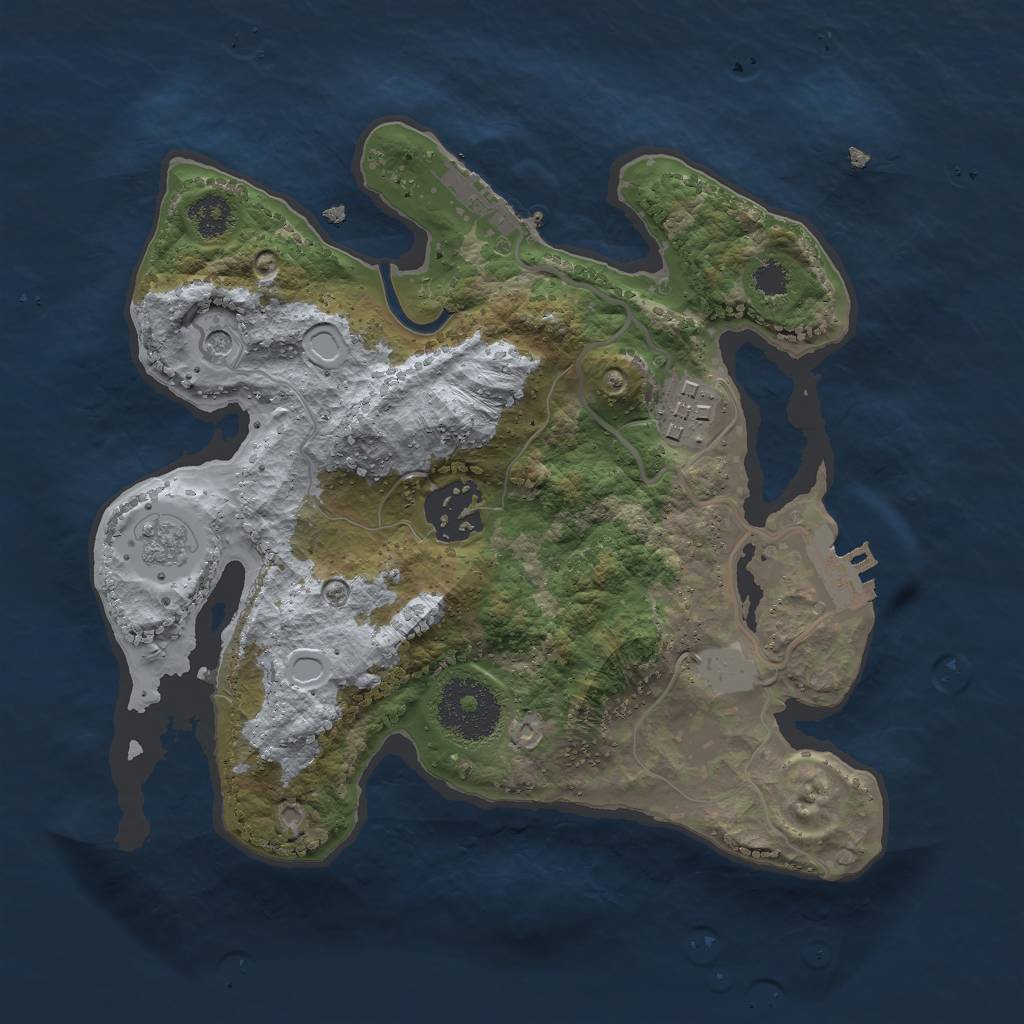 Rust Map: Procedural Map, Size: 2500, Seed: 1209, 11 Monuments