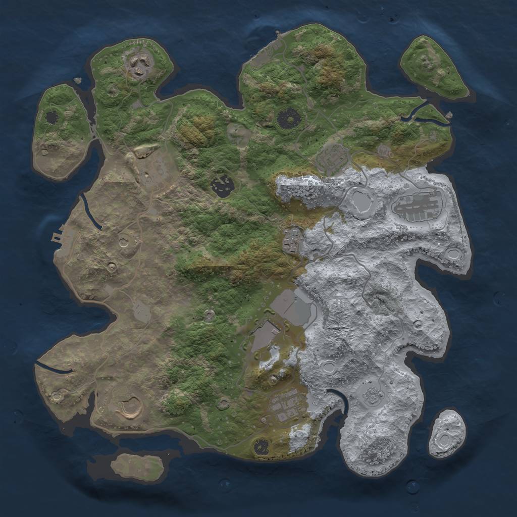 Rust Map: Procedural Map, Size: 3500, Seed: 34114724, 18 Monuments