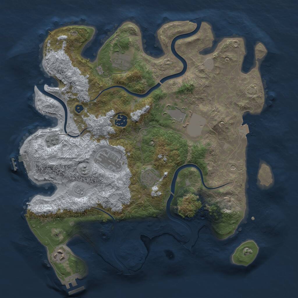 Rust Map: Procedural Map, Size: 3600, Seed: 1509786062, 13 Monuments