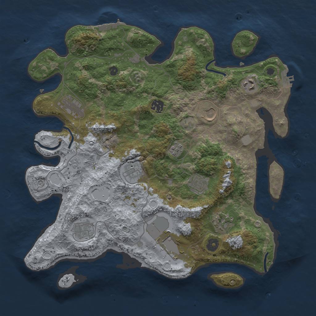 Rust Map: Procedural Map, Size: 3700, Seed: 1094291923, 19 Monuments