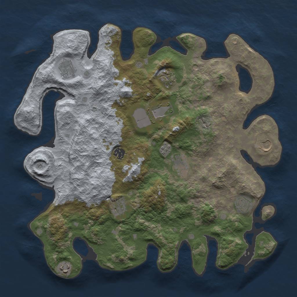Rust Map: Barren, Size: 4000, Seed: 545454, 13 Monuments