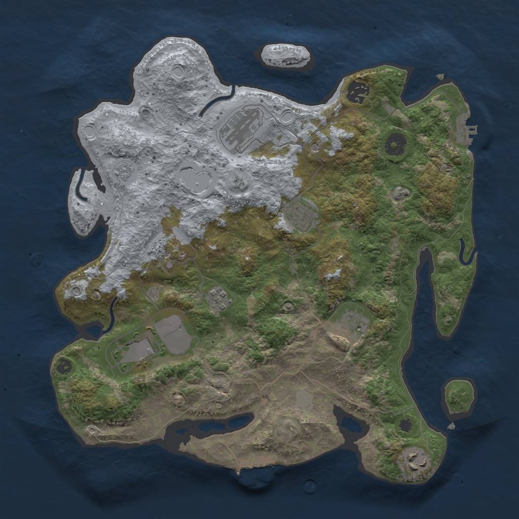Rust Map: Procedural Map, Size: 3500, Seed: 1155505036, 17 Monuments