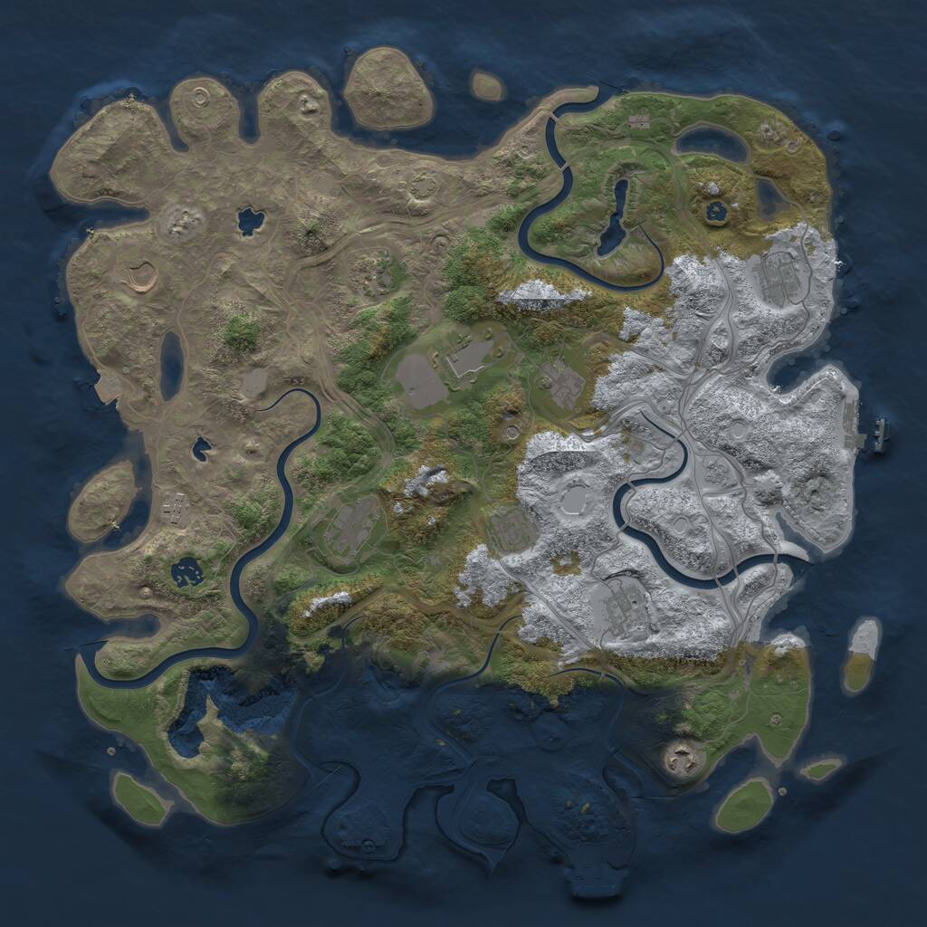Rust Map: Procedural Map, Size: 4500, Seed: 323232, 17 Monuments