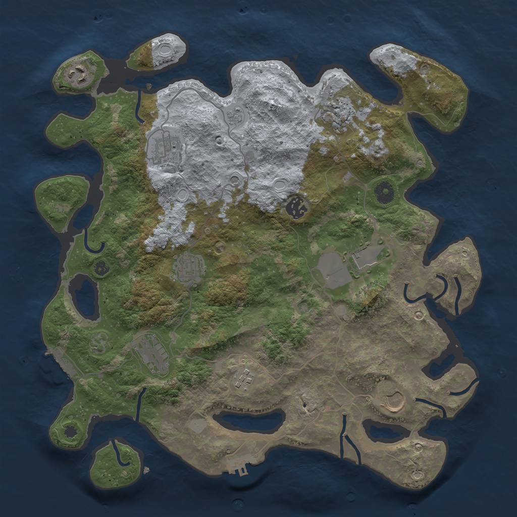 Rust Map: Procedural Map, Size: 3750, Seed: 576058996, 18 Monuments