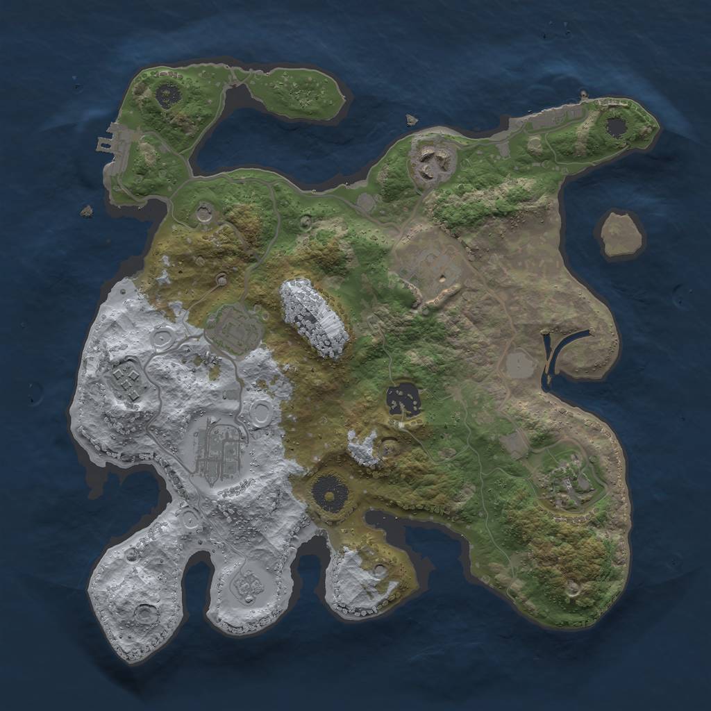 Rust Map: Procedural Map, Size: 3000, Seed: 1261243417, 16 Monuments