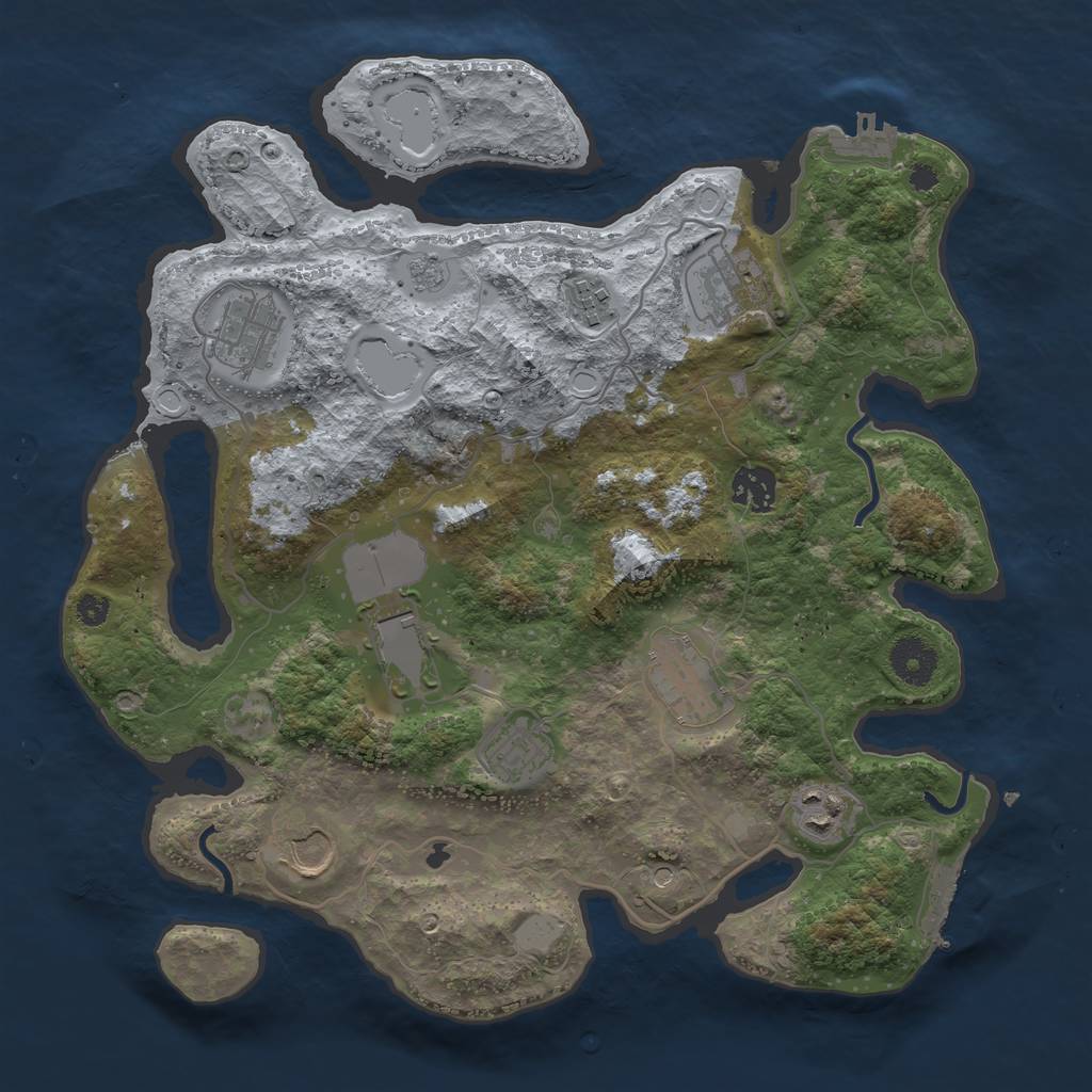Rust Map: Procedural Map, Size: 3500, Seed: 1502910541, 18 Monuments