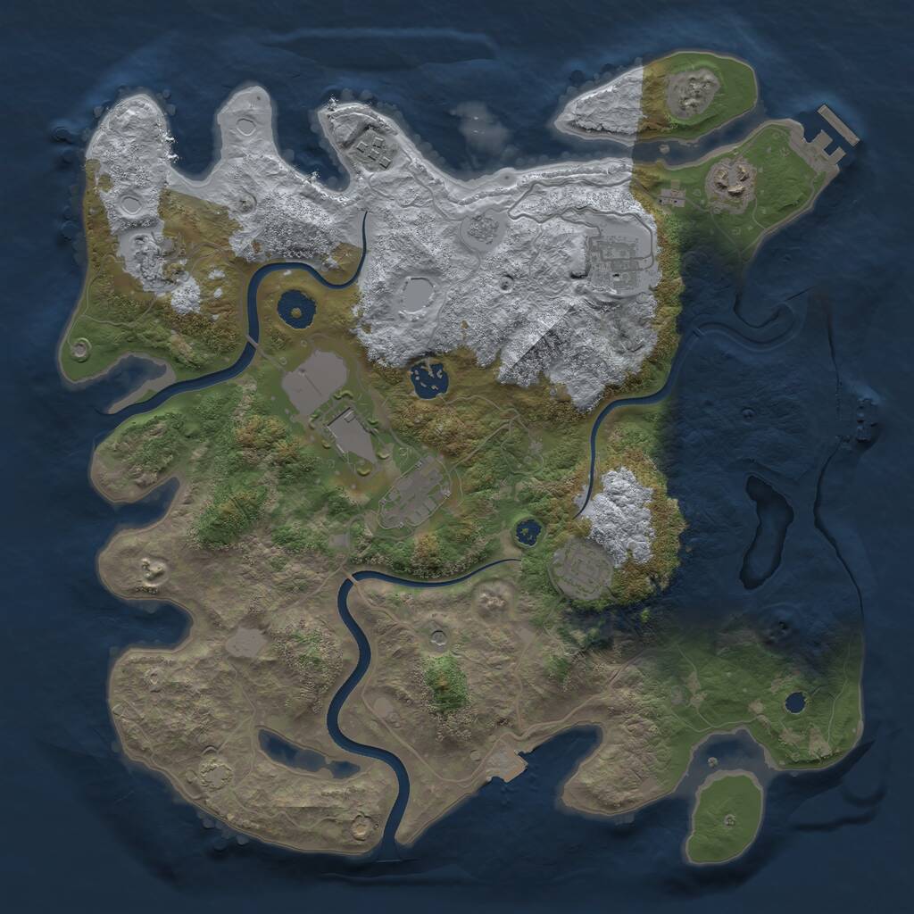 Rust Map: Procedural Map, Size: 3650, Seed: 92840997, 14 Monuments