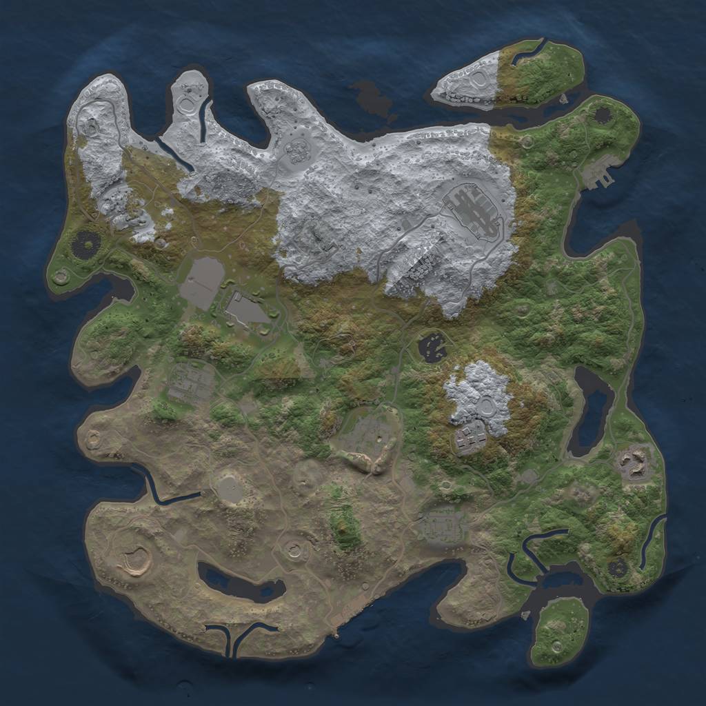 Rust Map: Procedural Map, Size: 3650, Seed: 92840997, 19 Monuments