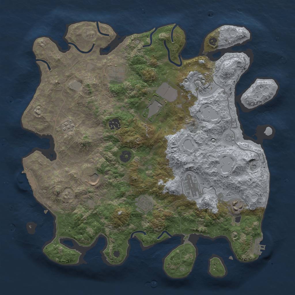 Rust Map: Procedural Map, Size: 3750, Seed: 127604948, 18 Monuments