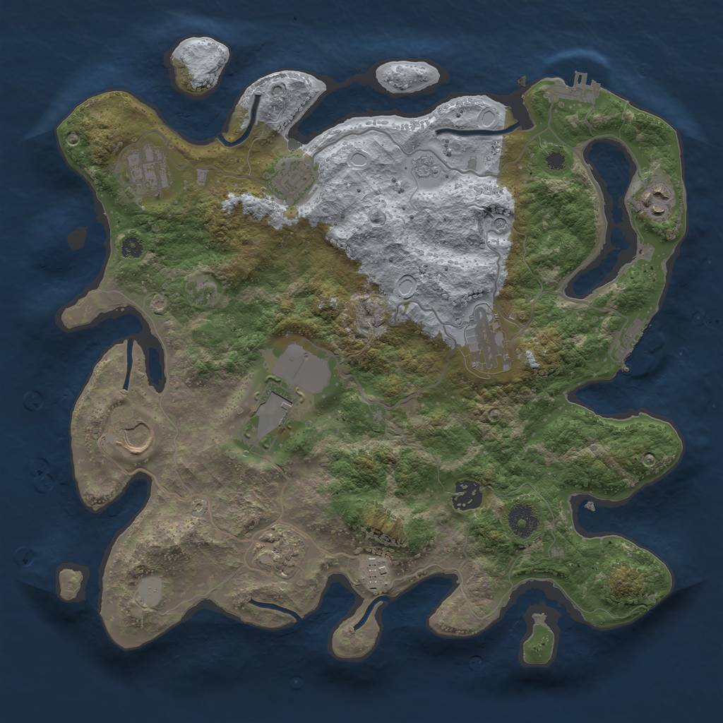 Rust Map: Procedural Map, Size: 3500, Seed: 11607273, 18 Monuments