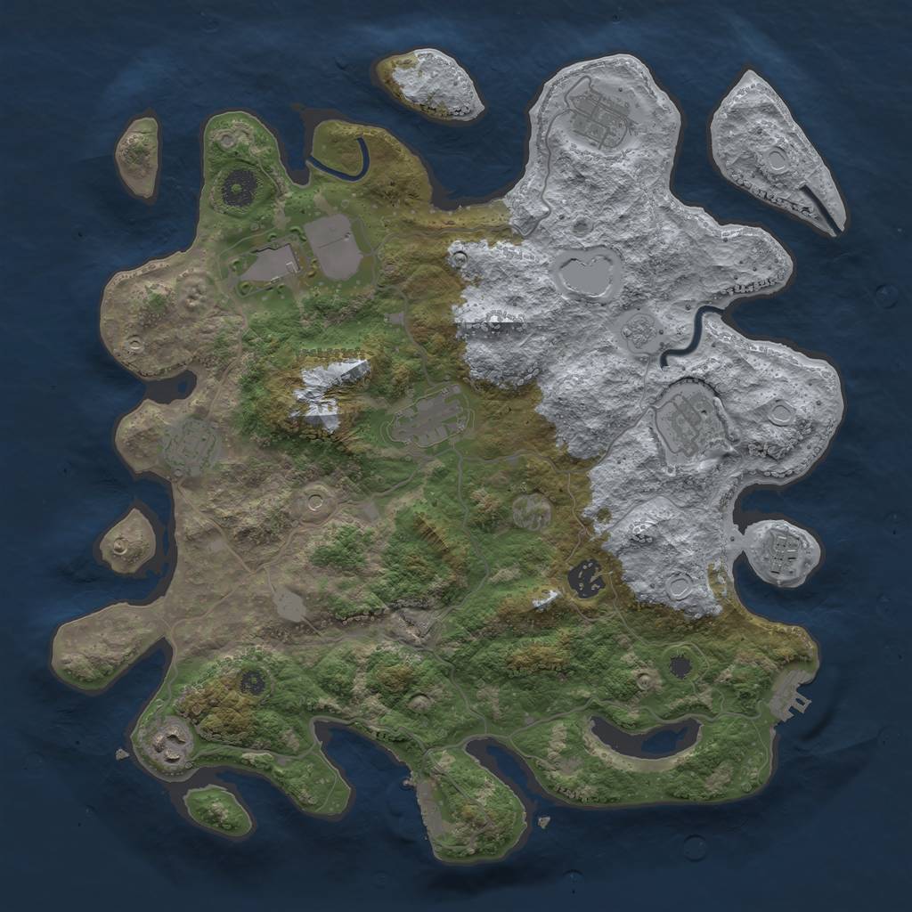 Rust Map: Procedural Map, Size: 3700, Seed: 1114784988, 17 Monuments