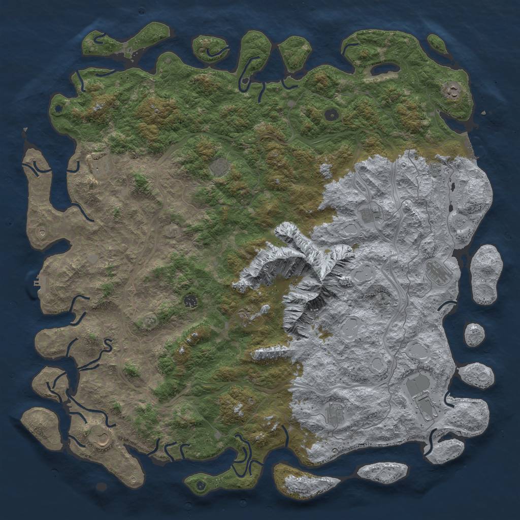 Rust Map: Procedural Map, Size: 6000, Seed: 548874, 20 Monuments
