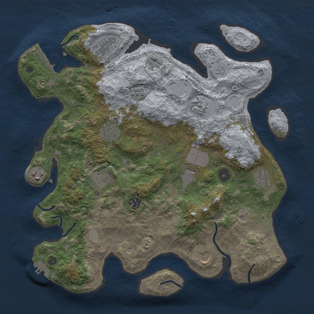 Rust Map: Procedural Map, Size: 3750, Seed: 1119382465, 19 Monuments