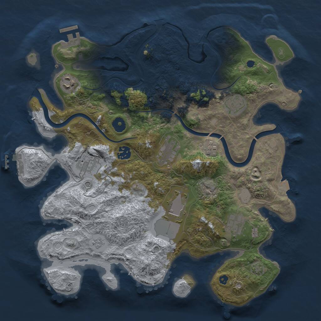 Rust Map: Procedural Map, Size: 3500, Seed: 11341213, 14 Monuments