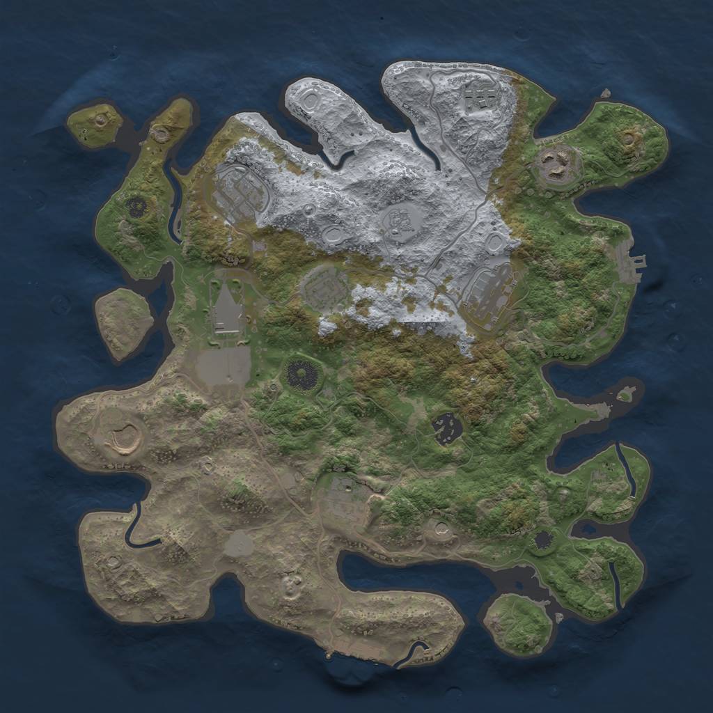 Rust Map: Procedural Map, Size: 3500, Seed: 91552261, 18 Monuments