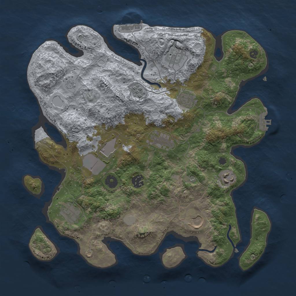 Rust Map: Procedural Map, Size: 3500, Seed: 488406748, 18 Monuments
