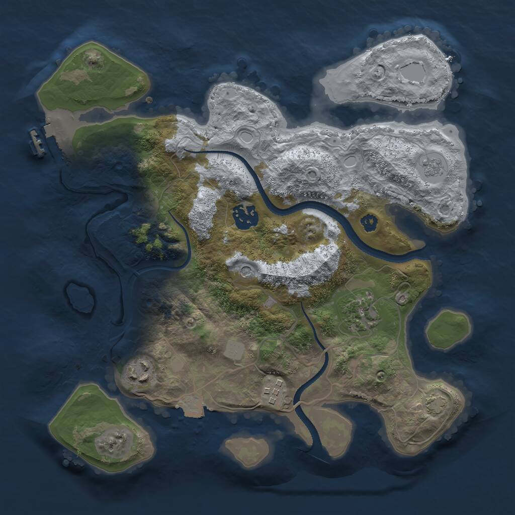 Rust Map: Procedural Map, Size: 3000, Seed: 1938391279, 9 Monuments