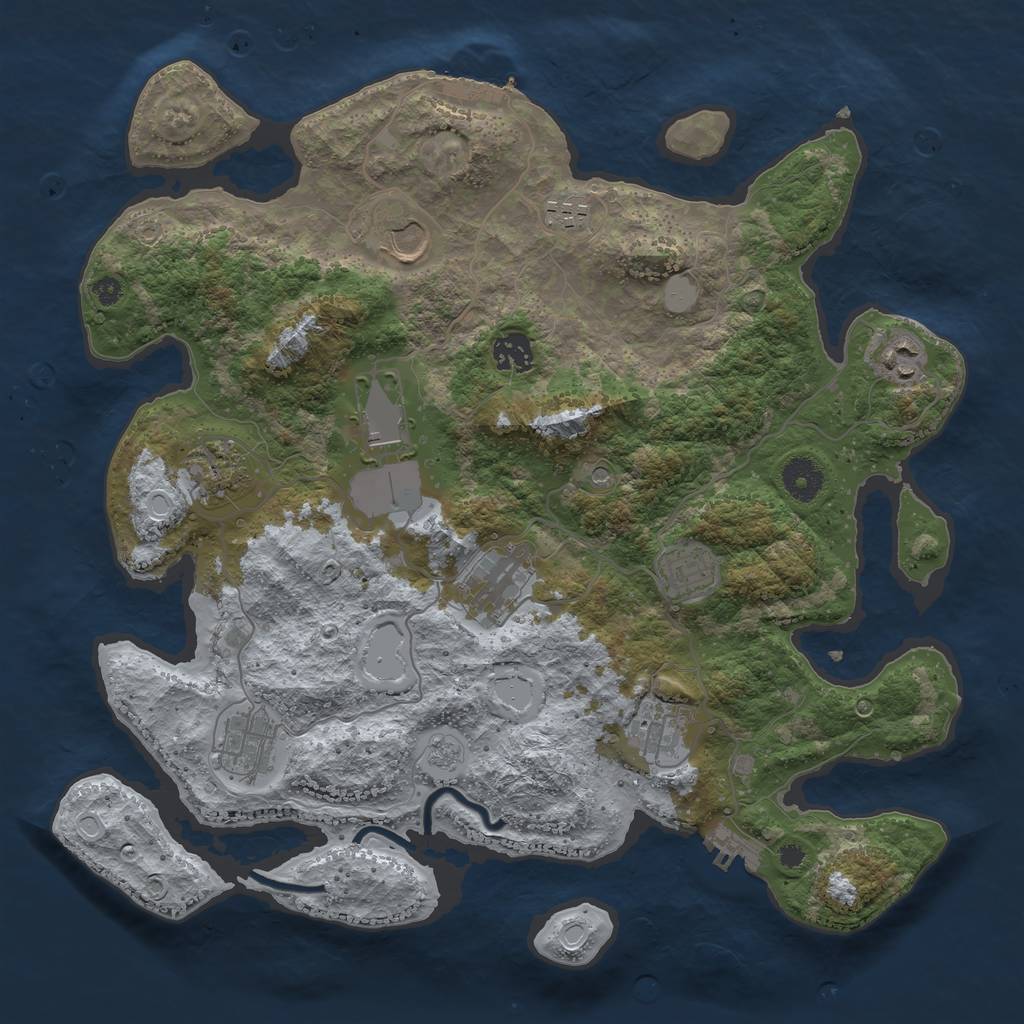 Rust Map: Procedural Map, Size: 3750, Seed: 53421, 19 Monuments