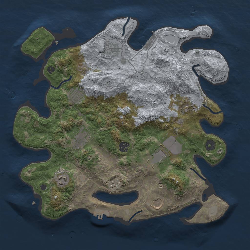 Rust Map: Procedural Map, Size: 3500, Seed: 1168069540, 18 Monuments