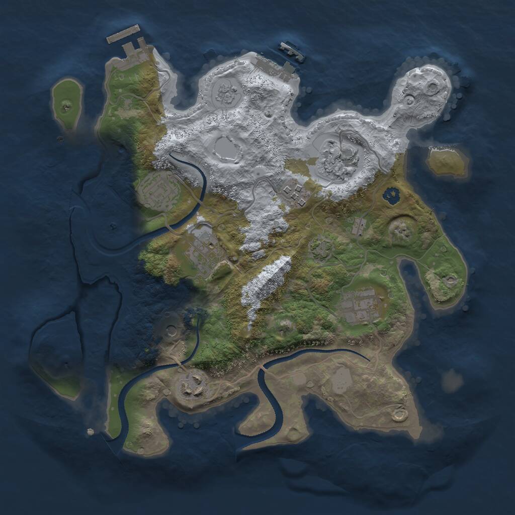 Rust Map: Procedural Map, Size: 3000, Seed: 2105212369, 12 Monuments