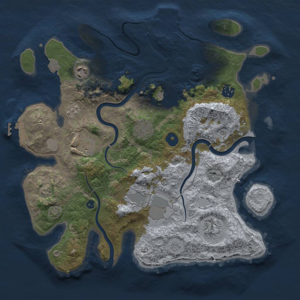 Rust Map: Procedural Map, Size: 3500, Seed: 646566423, 14 Monuments